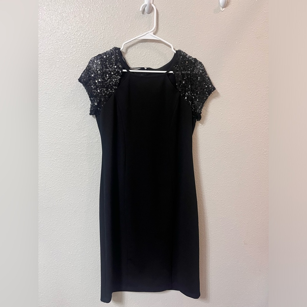 Black Dress with Sequin Sleeves